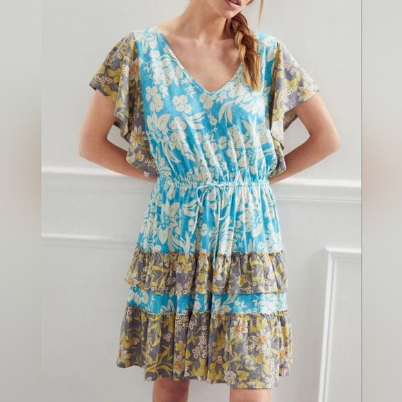 Anthropologie Daily Practice Summer Bright Tiered Dress Small - Picture 1 of 7